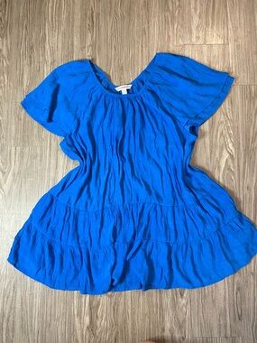 Counterparts Bright Blue Tiered Peasant Tunic